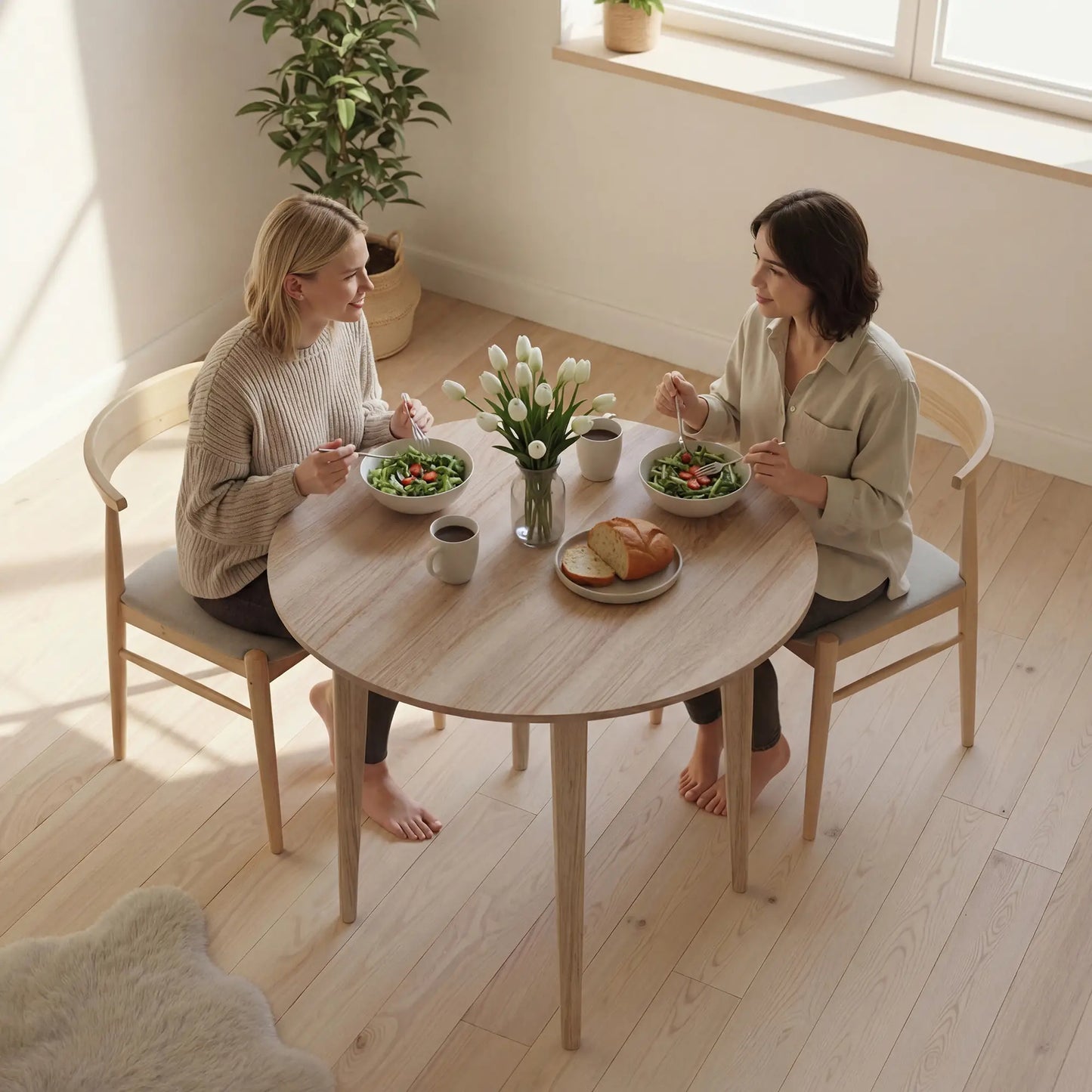 Round Folding Dining Table, Drop Leaf Kitchen Table, Wood Legs, Oak Dining Tables at Gallery Canada