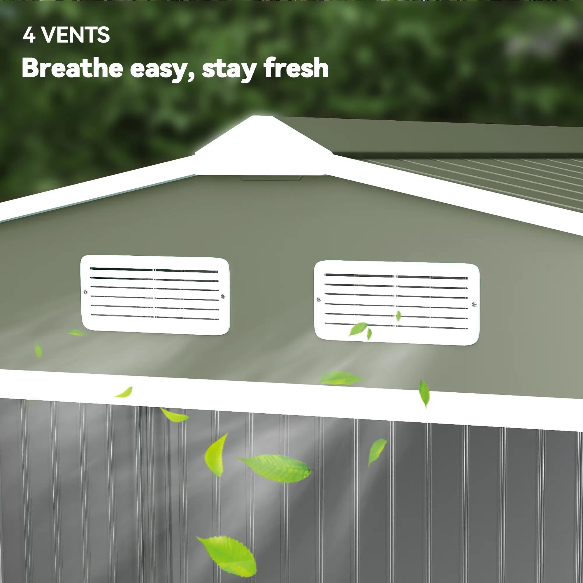 9.1'x6.4'x6.3' Garden Storage Shed, Foundation Kit, Double Doors, Light Green Sheds at Gallery Canada