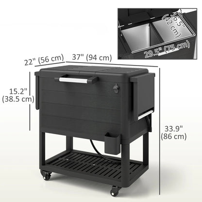 104 Quart Large Capacity Outdoor Cooler Cart, Patio Rolling Ice Chest, Black Cooler Boxes at Gallery Canada