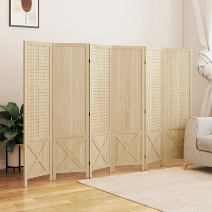 Wooden Room Divider, 6 Panel Folding Privacy Screen, Natural Wood Room Dividers at Gallery Canada