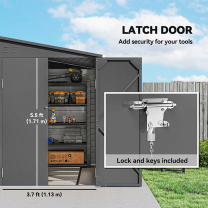 4.6' X 9' Steel Outdoor Storage Shed, Lean To Shed, Metal Tool House, Dark Grey Sheds at Gallery Canada