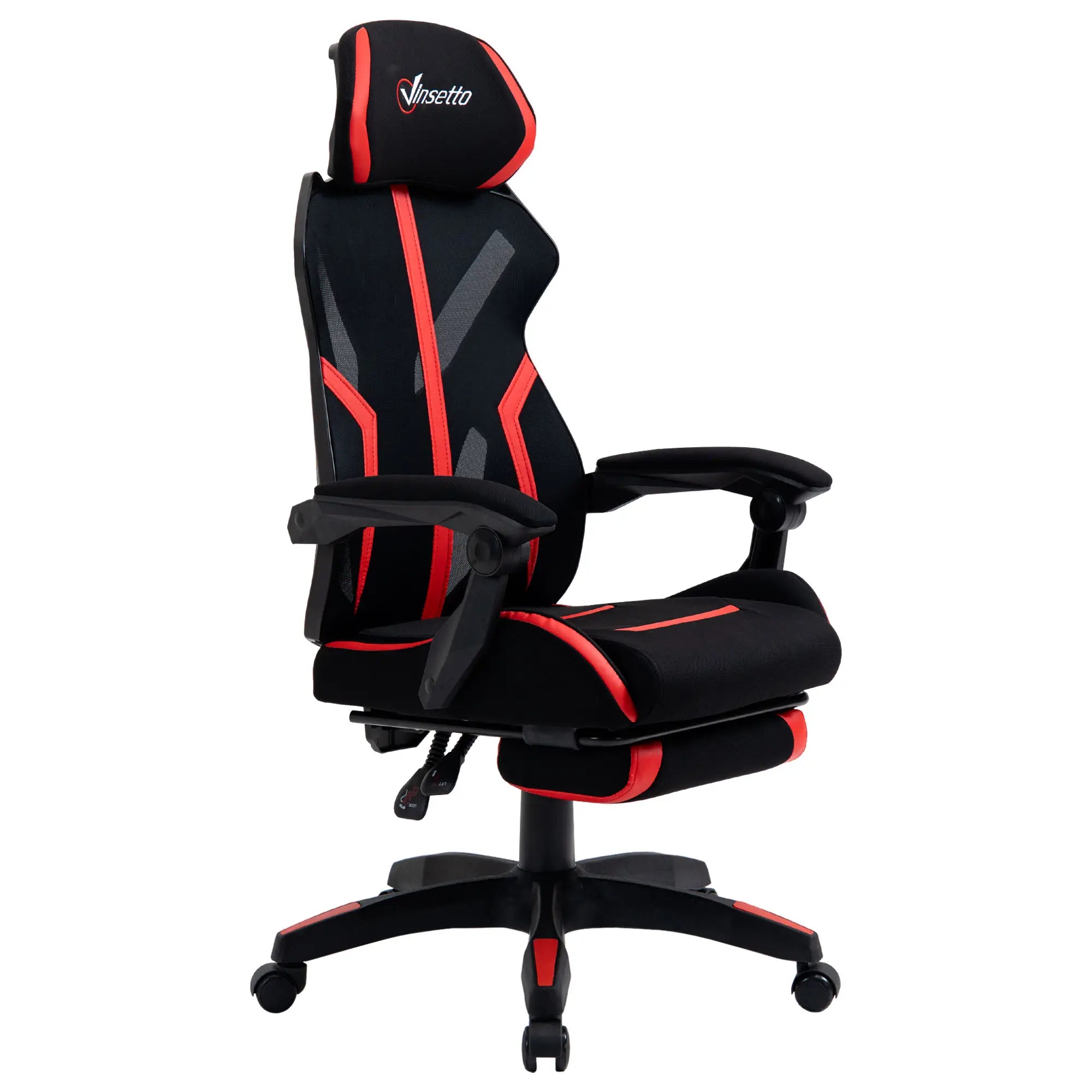 Racing Gaming Chair, Ergonomic Computer Chair with Footrest, Headrest, Black, Red Video Game Chairs at Gallery Canada