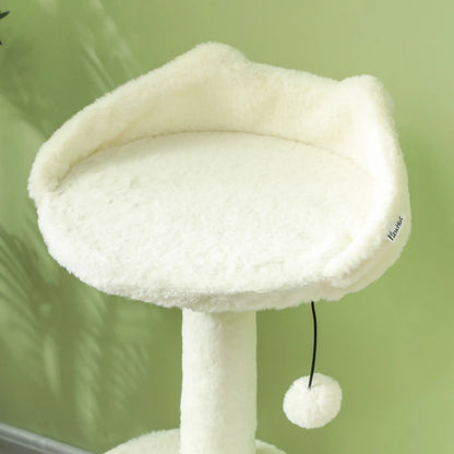 31" Cat Tree Tower, Scratching Posts, Condo, Beds, Platform, Toy Ball, Cream White Cat Towers at Gallery Canada