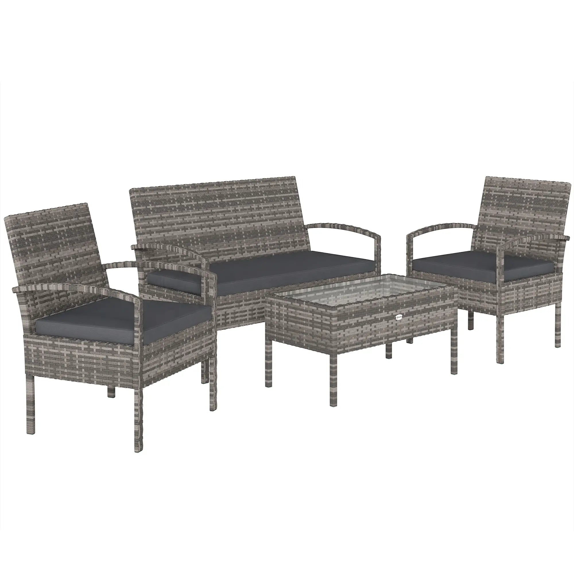 4-Piece Patio Furniture Set, Loveseat, 2 Armchairs, Coffee Table, Dark Grey Patio Furniture Sets at Gallery Canada