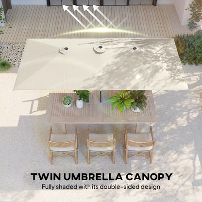 Double-Sided Patio Umbrella With Tilt, Adjustable Height, Vents, 12 Ribs, White Double-sided Umbrellas at Gallery Canada