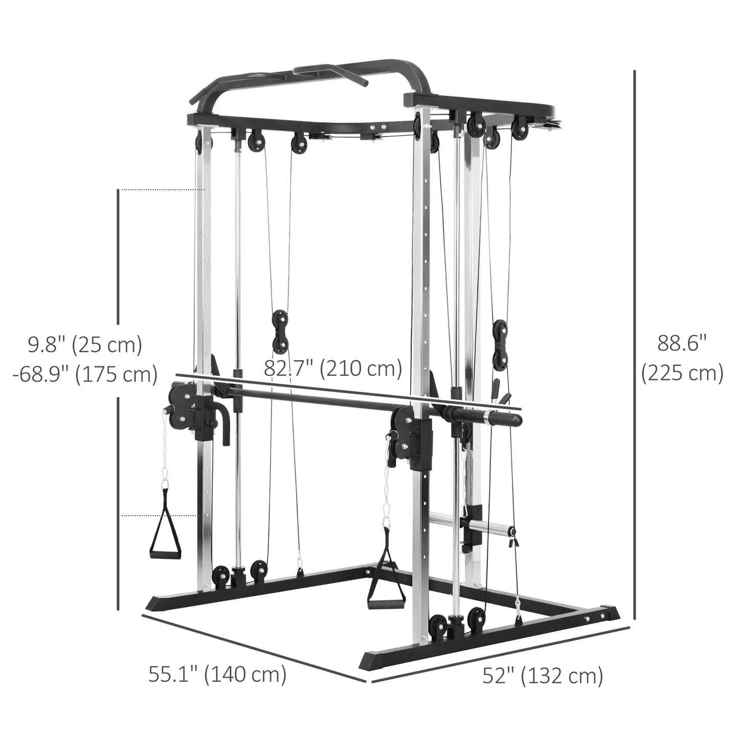 3 In 1 Smith Machine Power Rack, Cable Crossover, Pull Up Station, Squat Rack Power Towers at Gallery Canada