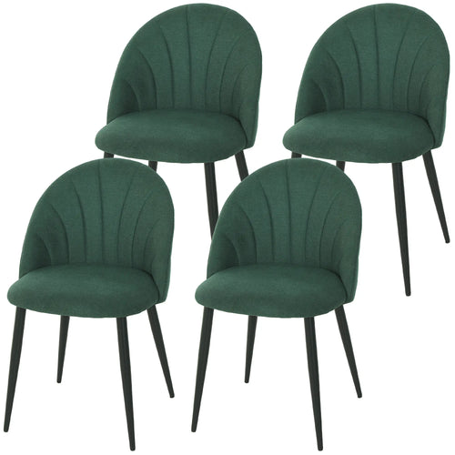 Modern Dining Chairs Set of 4, Upholstered with Metal Legs, Green