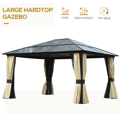 12' x 14' Hard Top Patio Gazebo, Aluminum Shelter, Curtains, Mosquito Netting Gazebos at Gallery Canada