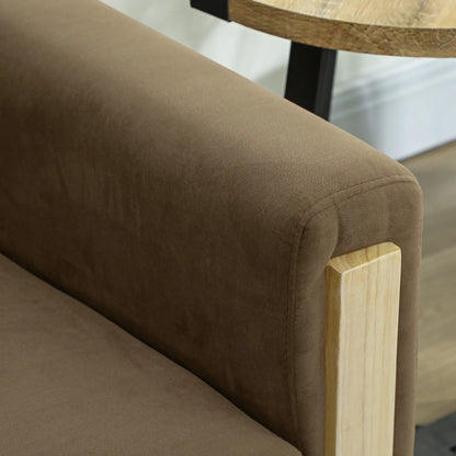 53 Inch Loveseat Sofa, 2 Seater Couch, Solid Wood Legs, Modern Velvet, Brown 2-Seater Sofas at Gallery Canada