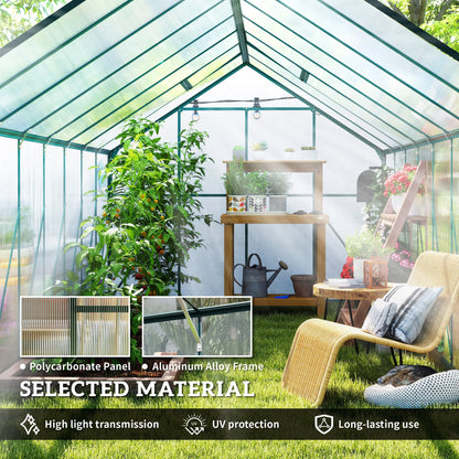 16' x 8' Aluminum Polycarbonate Greenhouse, Walk-In, Adjustable Roof Vent, Green Walk In Greenhouses at Gallery Canada