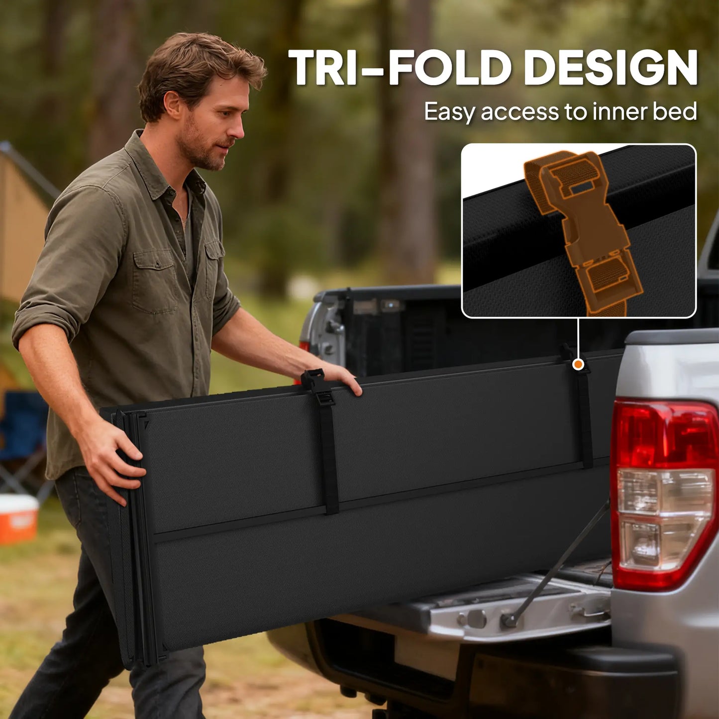 5.8ft Soft Tri-Fold Truck Bed Tonneau Cover, 5.5 ft Bed, Black Automotive at Gallery Canada
