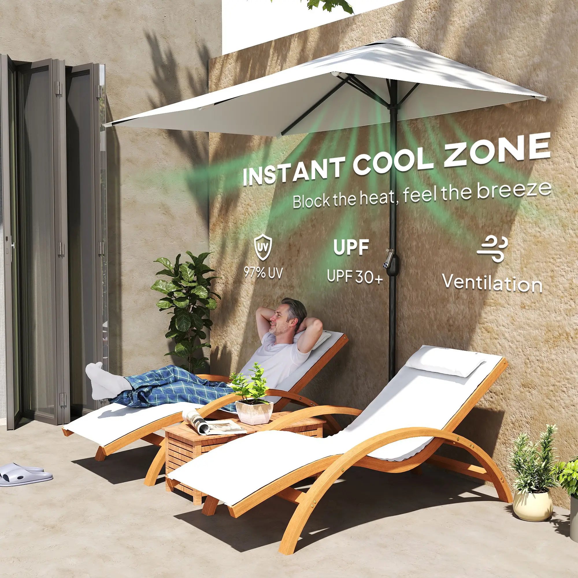 8ft Half Umbrella, Outdoor Balcony Parasol, Cream White Sun Umbrellas at Gallery Canada