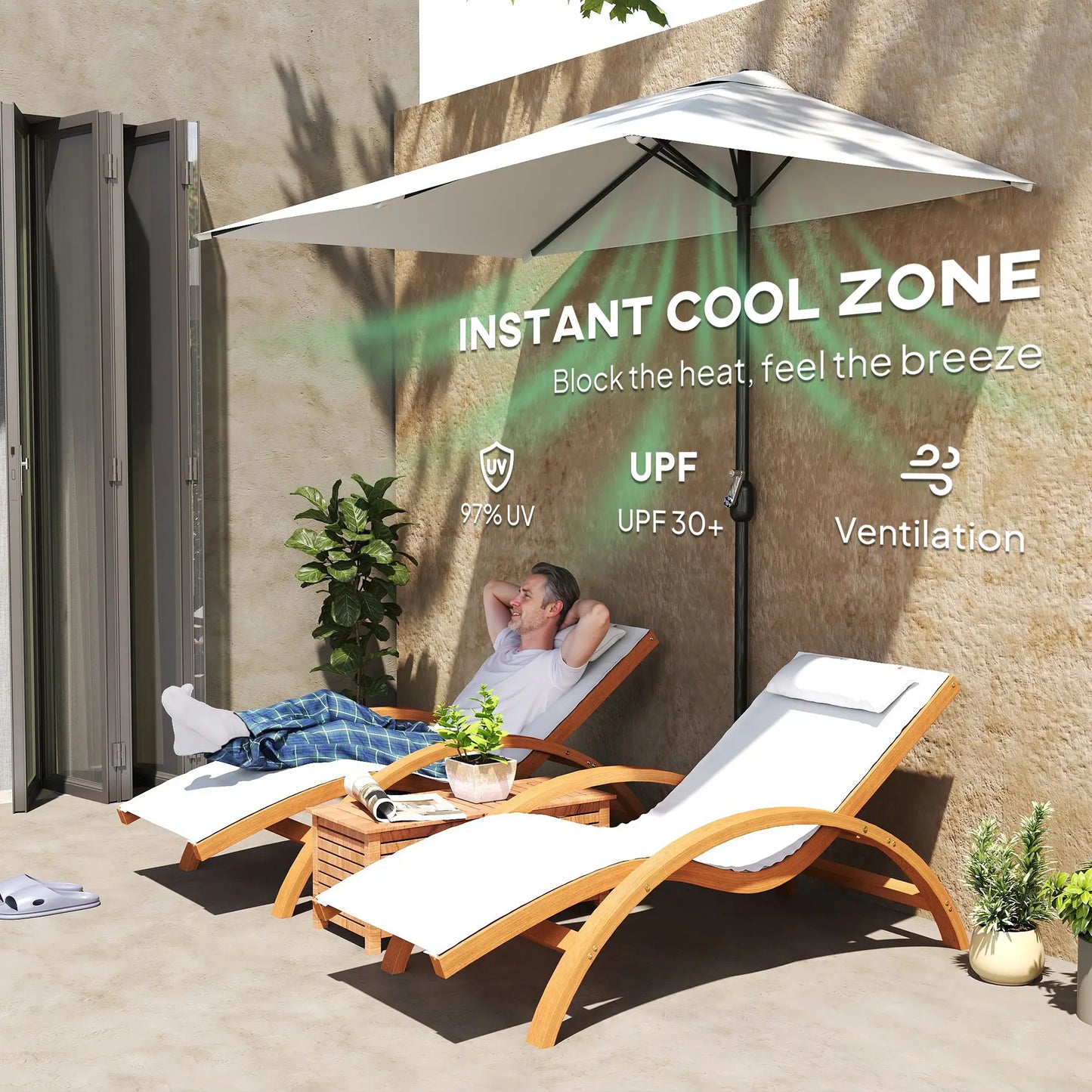 8ft Half Umbrella, Outdoor Balcony Parasol, Cream White Sun Umbrellas at Gallery Canada
