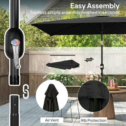 6.4 x 9.7ft Rectangle Aluminum Tilt Patio Umbrella, With Crank, Black Offset Cantilever Umbrellas at Gallery Canada