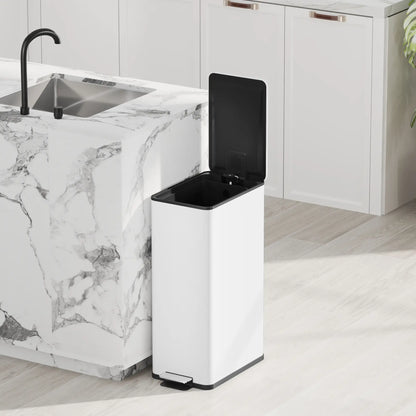 5.3 Gallon Stainless Steel Kitchen Trash Can, Soft-Close Lid, Foot Pedal, White Household Supplies at Gallery Canada