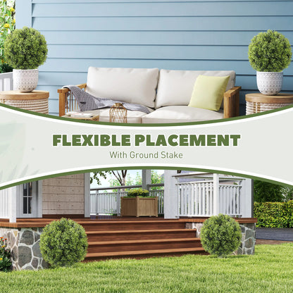 Artificial Boxwood Topiary Trees, Set of 2, UV Resistant, Indoor Outdoor, Green Artificial Trees at Gallery Canada