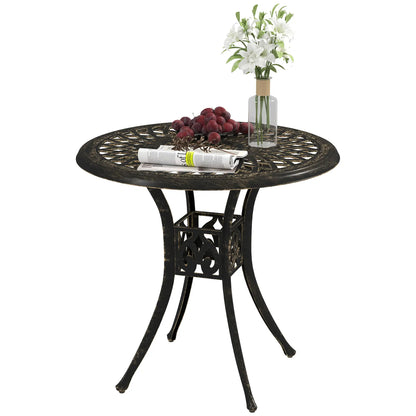 30-Inch Round Patio Dining Table, Cast Aluminum Outdoor Bistro Table, Brown Patio Dining Tables Brown at Gallery Canada
