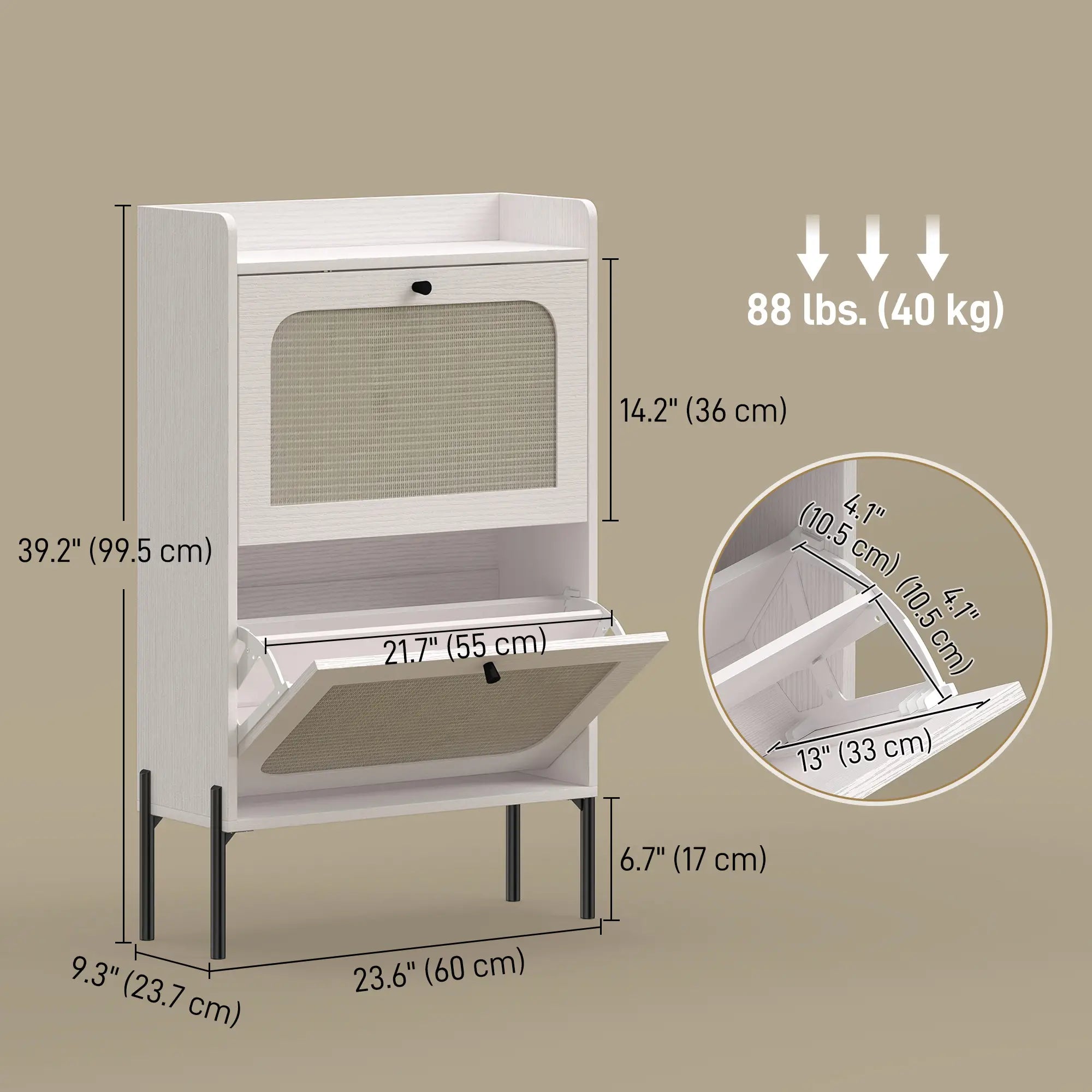 Shoe Cabinet With 2 Flip Drawers, Narrow, White Shoe Storage Cabinets & Racks at Gallery Canada