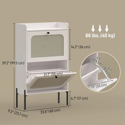 Shoe Cabinet With 2 Flip Drawers, Narrow, White Shoe Storage Cabinets & Racks at Gallery Canada