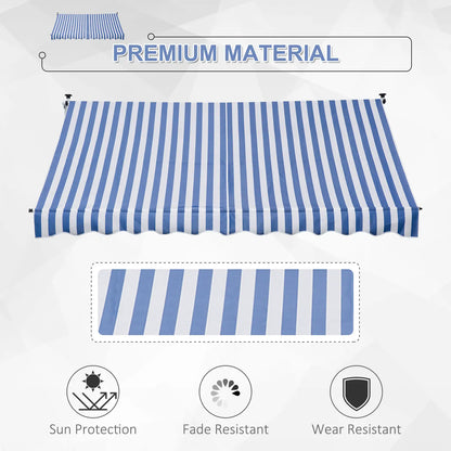10x5ft Manual Retractable Awning, Patio Sun Shade, Water Resistant, Blue Door Awnings at Gallery Canada