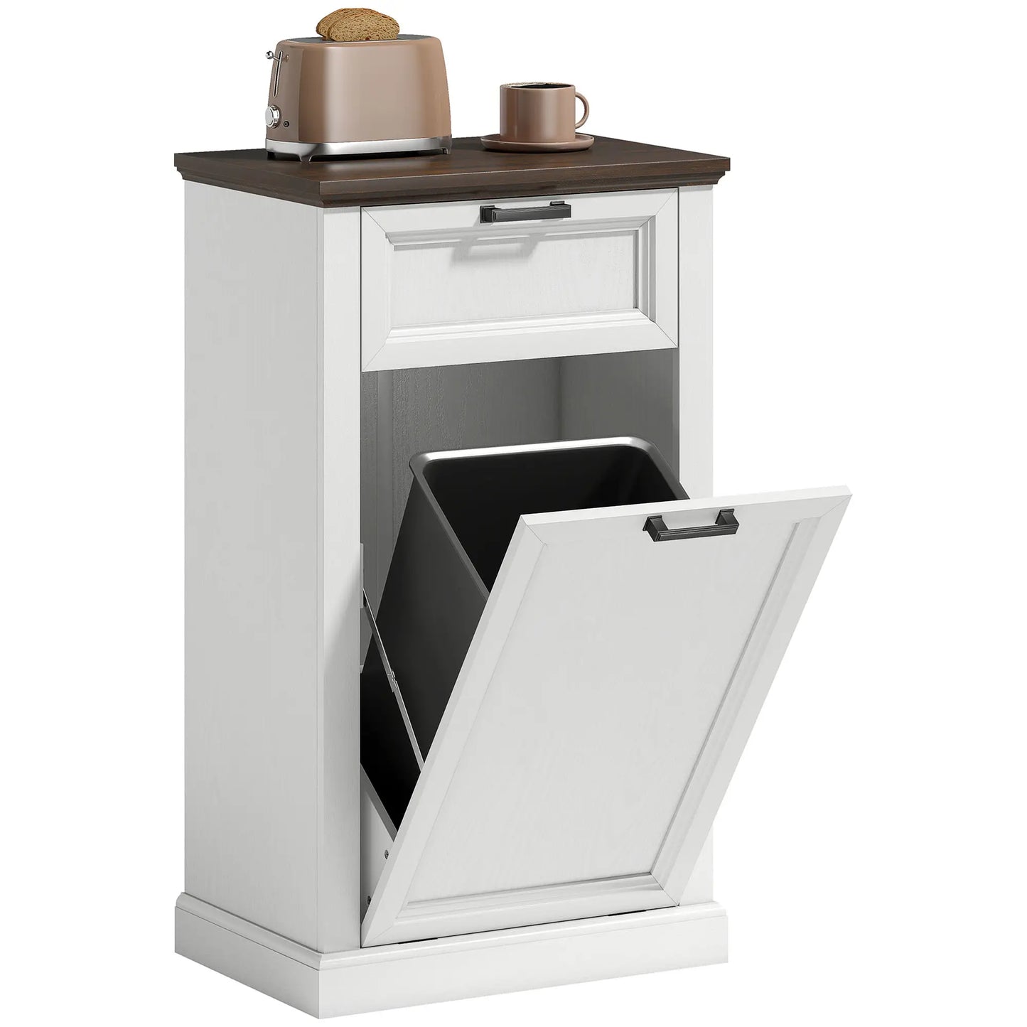 10 Gallon Trash Can Cabinet With Drawer, White Wood Effect, White Storage Cabinets at Gallery Canada