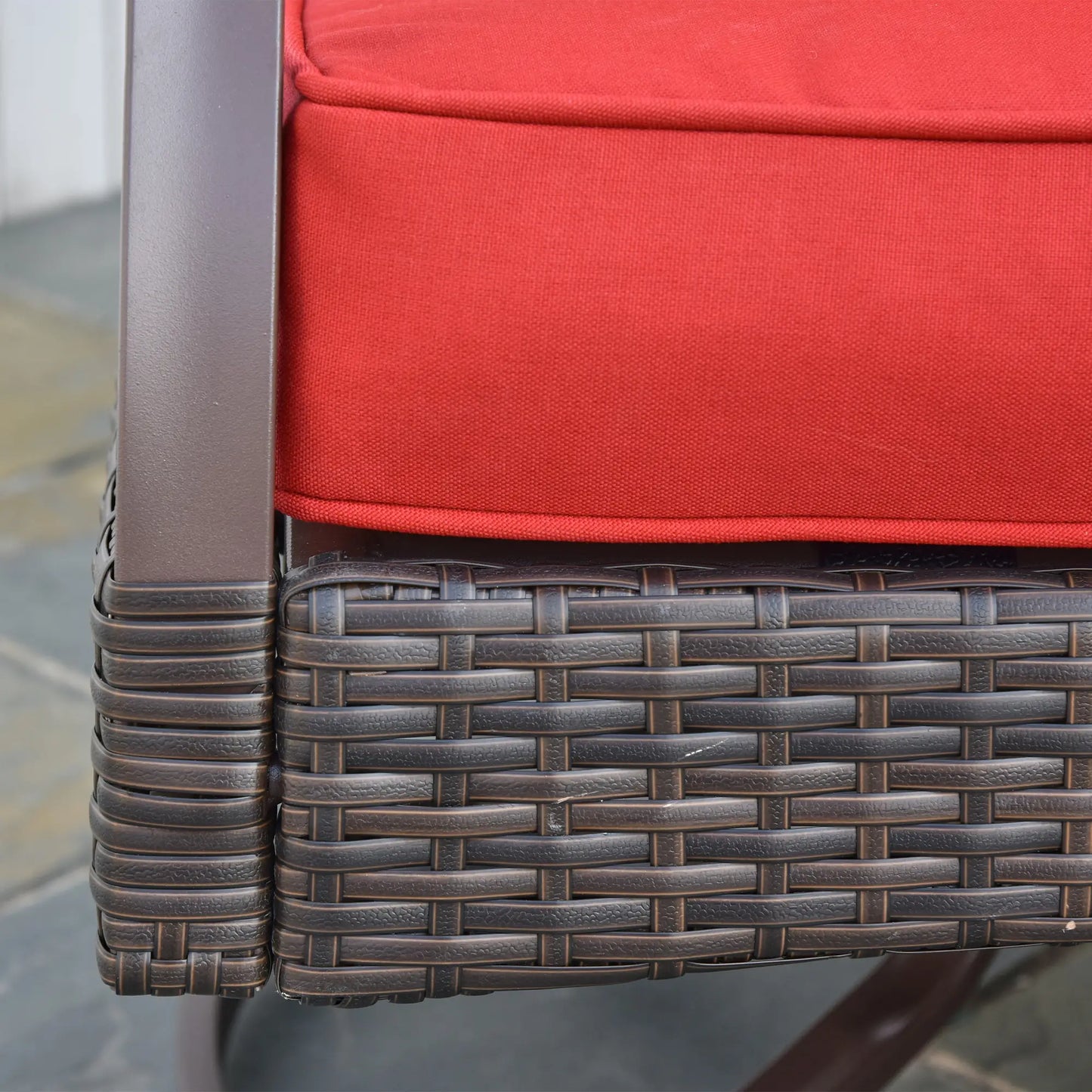 4 PCS PE Rattan Wicker Sofa Set, Outdoor Conversation Furniture, Two Tier Tea Table, Cushions, Red Patio Furniture Sets at Gallery Canada