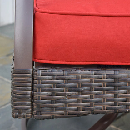 4 PCS PE Rattan Wicker Sofa Set, Outdoor Conversation Furniture, Two Tier Tea Table, Cushions, Red Patio Furniture Sets at Gallery Canada