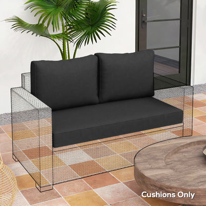 2 Seater Outdoor Cushions With Backrest, Black Patio Chair Cushions at Gallery Canada