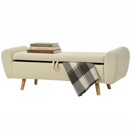 Corduroy Storage Ottoman Bench, 59