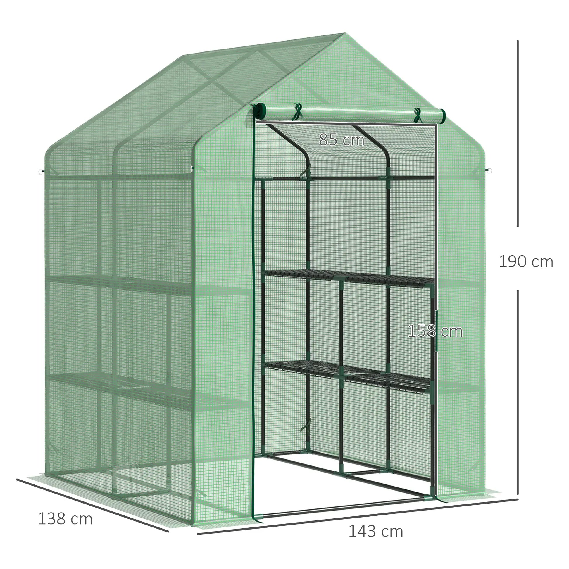 56" x 54" x 74" Walk-In Greenhouse, Portable Garden, 8 Shelves, PE Cover, Green Walk In Greenhouses at Gallery Canada