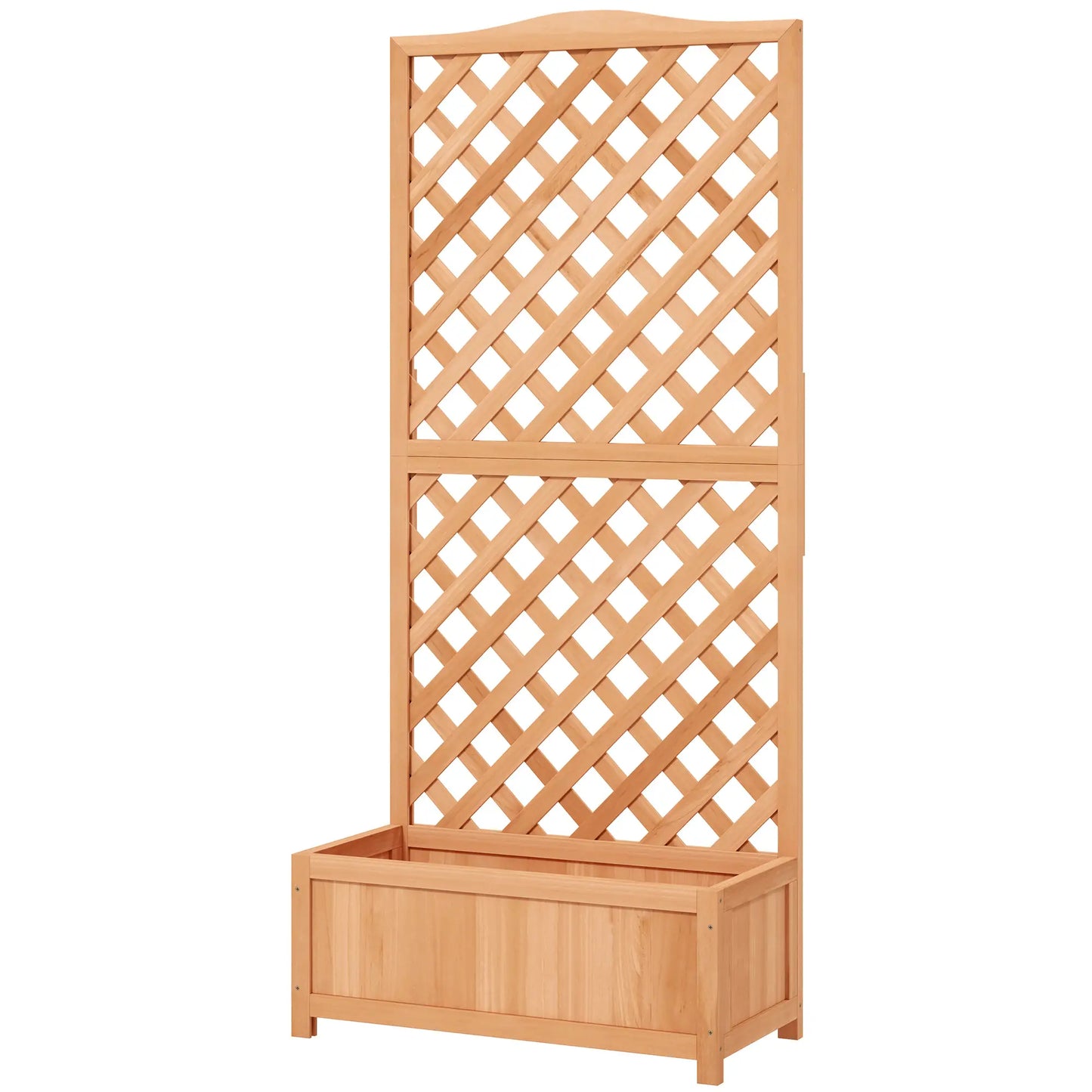 Wood Planter with Trellis, Raised Garden Bed, 30" x 14" x 67", Brown Raised Garden Beds Brown at Gallery Canada