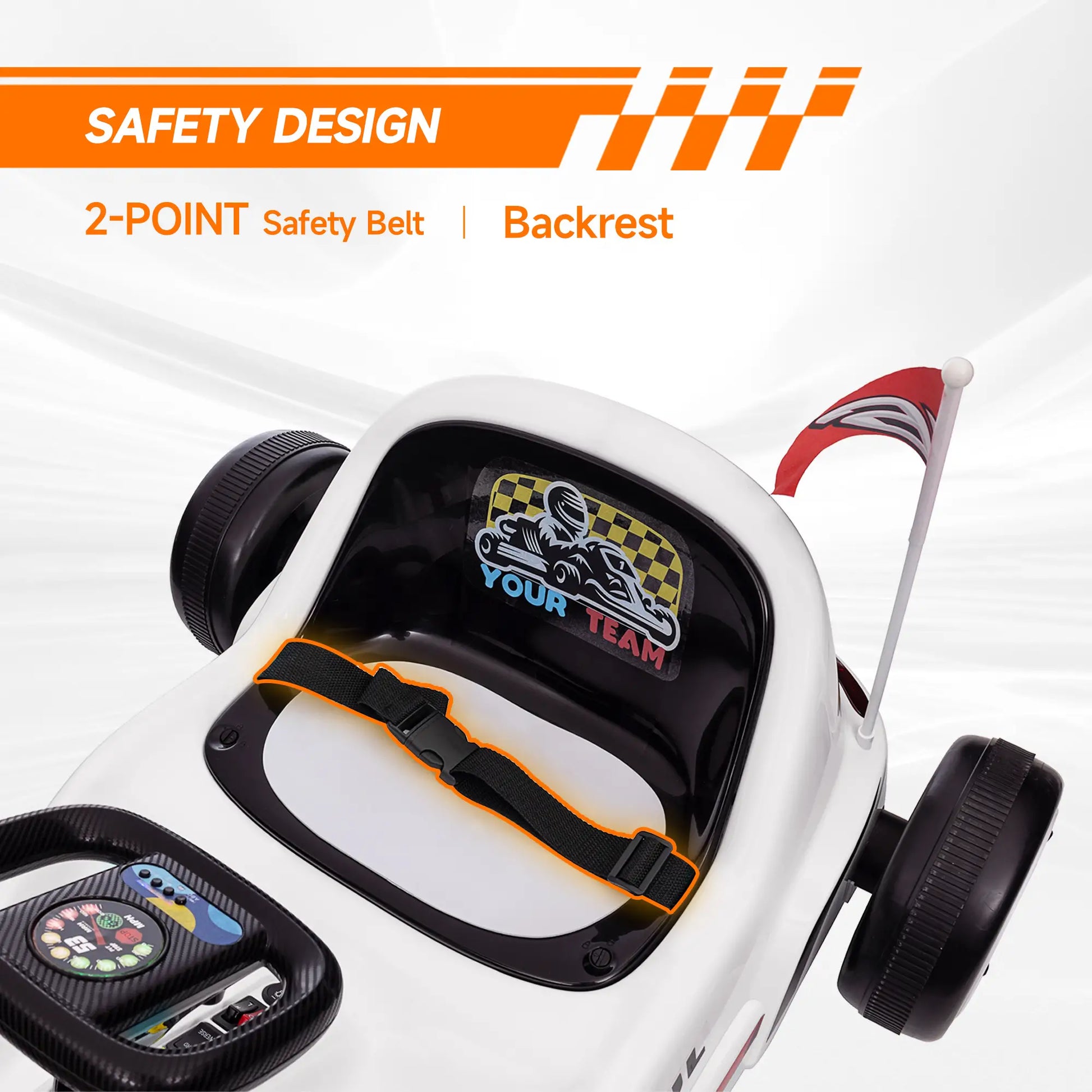 6V Electric Go Kart for Kids, Music Light Horn, White Electric Ride On Toys at Gallery Canada