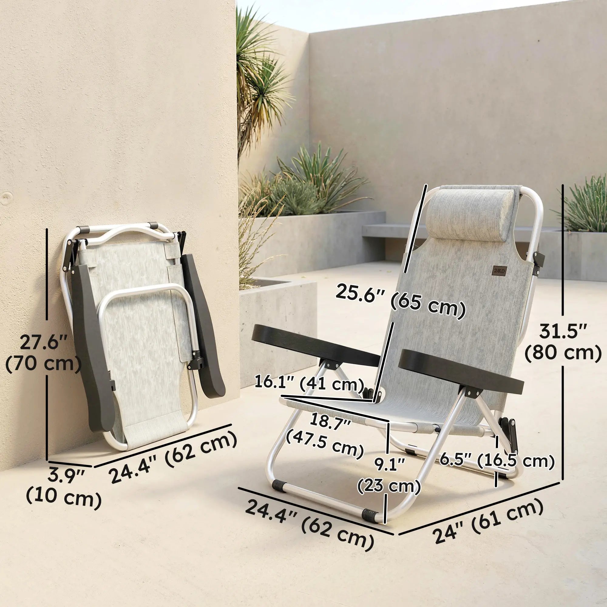 Folding Lounge Chair Set, Reclining Outdoor Chairs, 4-Position Adjustable Lounger Chairs at Gallery Canada