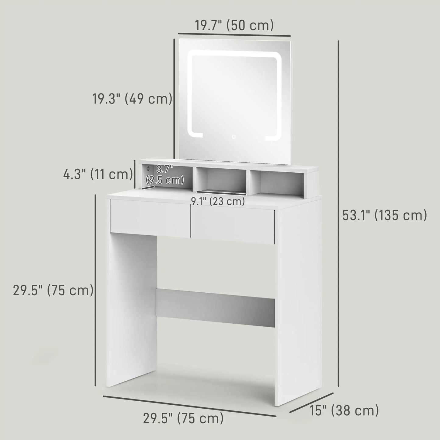 Makeup Vanity Desk with Mirror, LED Lights, Drawers, White Dressing & Vanity Tables at Gallery Canada