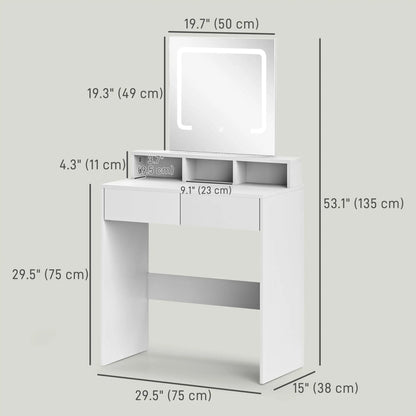 Makeup Vanity Desk with Mirror, LED Lights, Drawers, White Dressing & Vanity Tables at Gallery Canada
