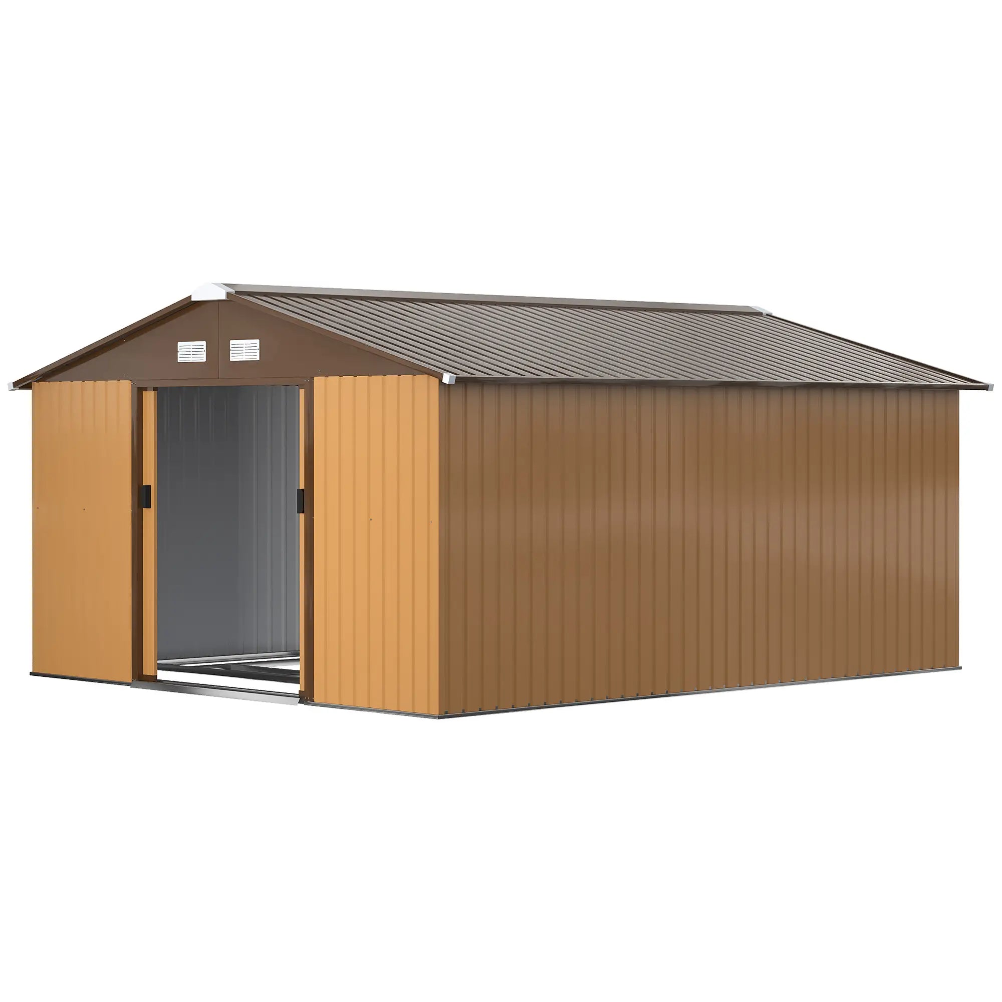 11' x 13' Garden Storage Shed, Metal Tool House, Double Doors, Yellow Sheds Yellow at Gallery Canada