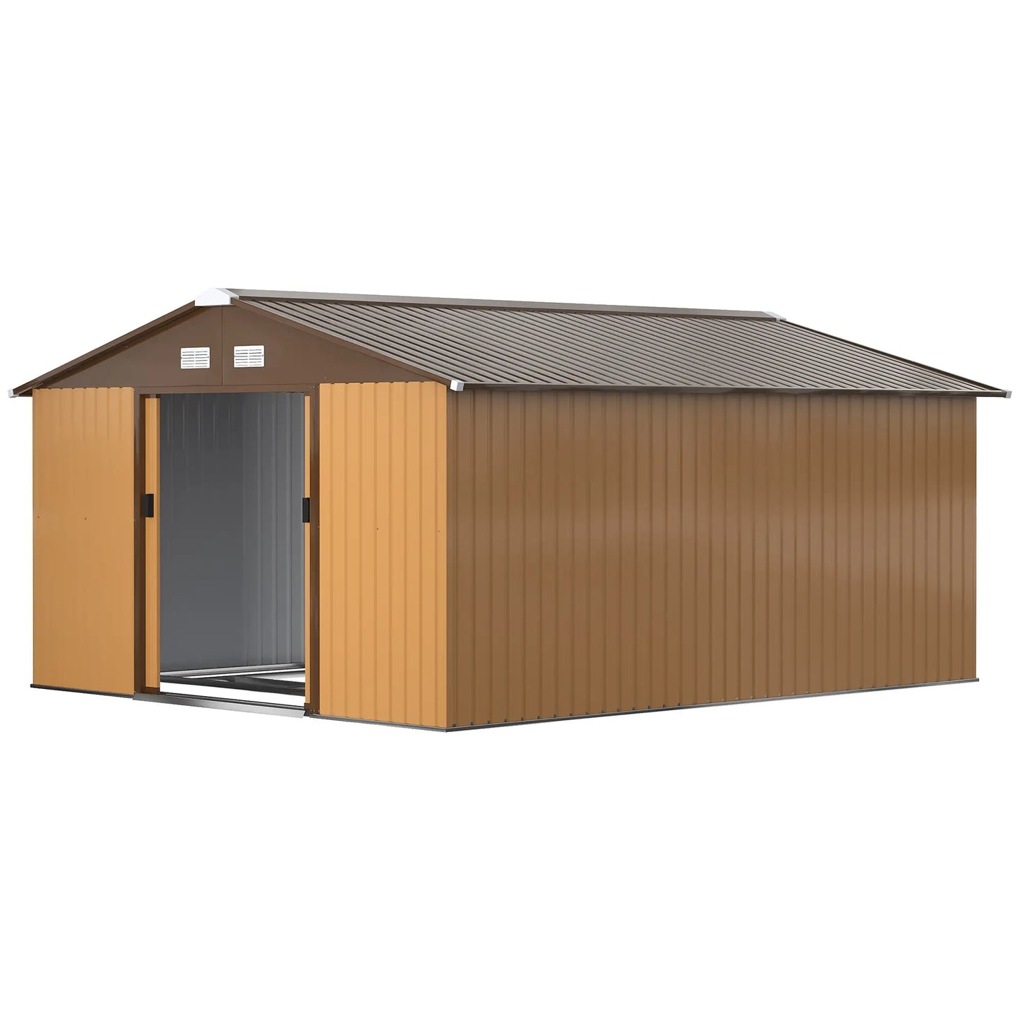 11' x 13' Garden Storage Shed, Metal Tool House, Double Doors, Yellow Sheds Yellow at Gallery Canada