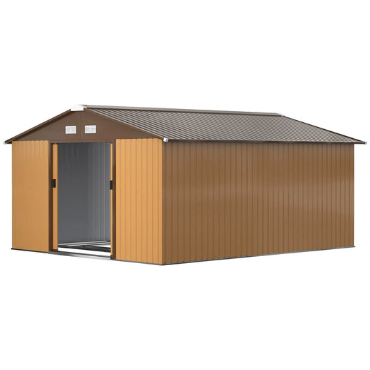 11' x 13' Garden Storage Shed, Metal Tool House, Double Doors, Yellow Sheds Yellow at Gallery Canada