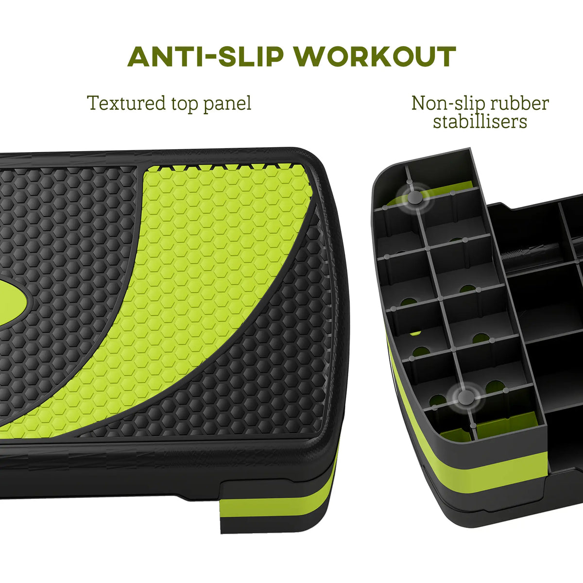 Adjustable Aerobic Stepper, Exercise Step Platform, 4"-6"-8", Green