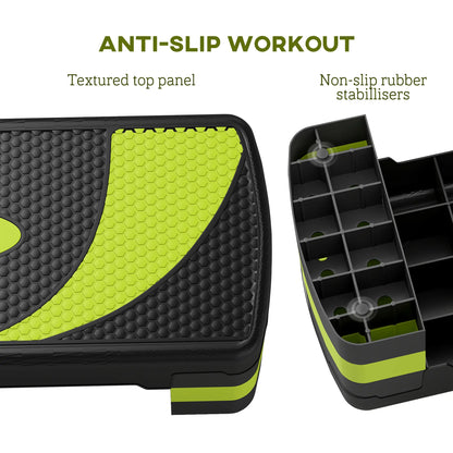 Adjustable Aerobic Stepper, Exercise Step Platform, 4"-6"-8", Green