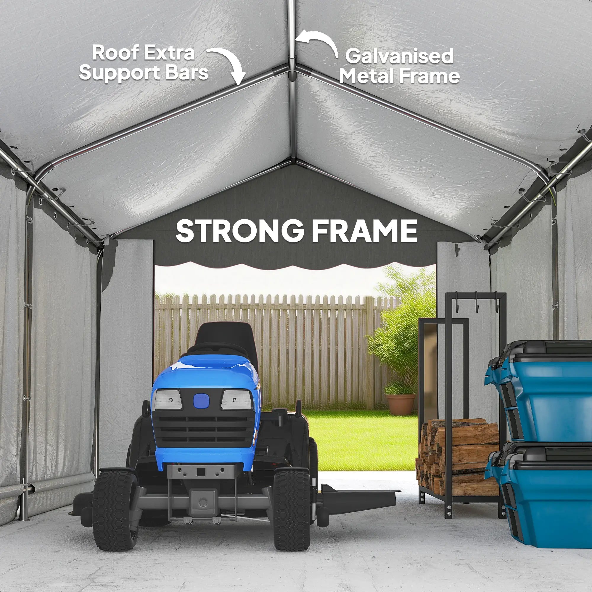 Portable Shed, 13' x 10', Roll-up Zipper Door, Removable Sidewalls, Light Grey Portable Shed at Gallery Canada