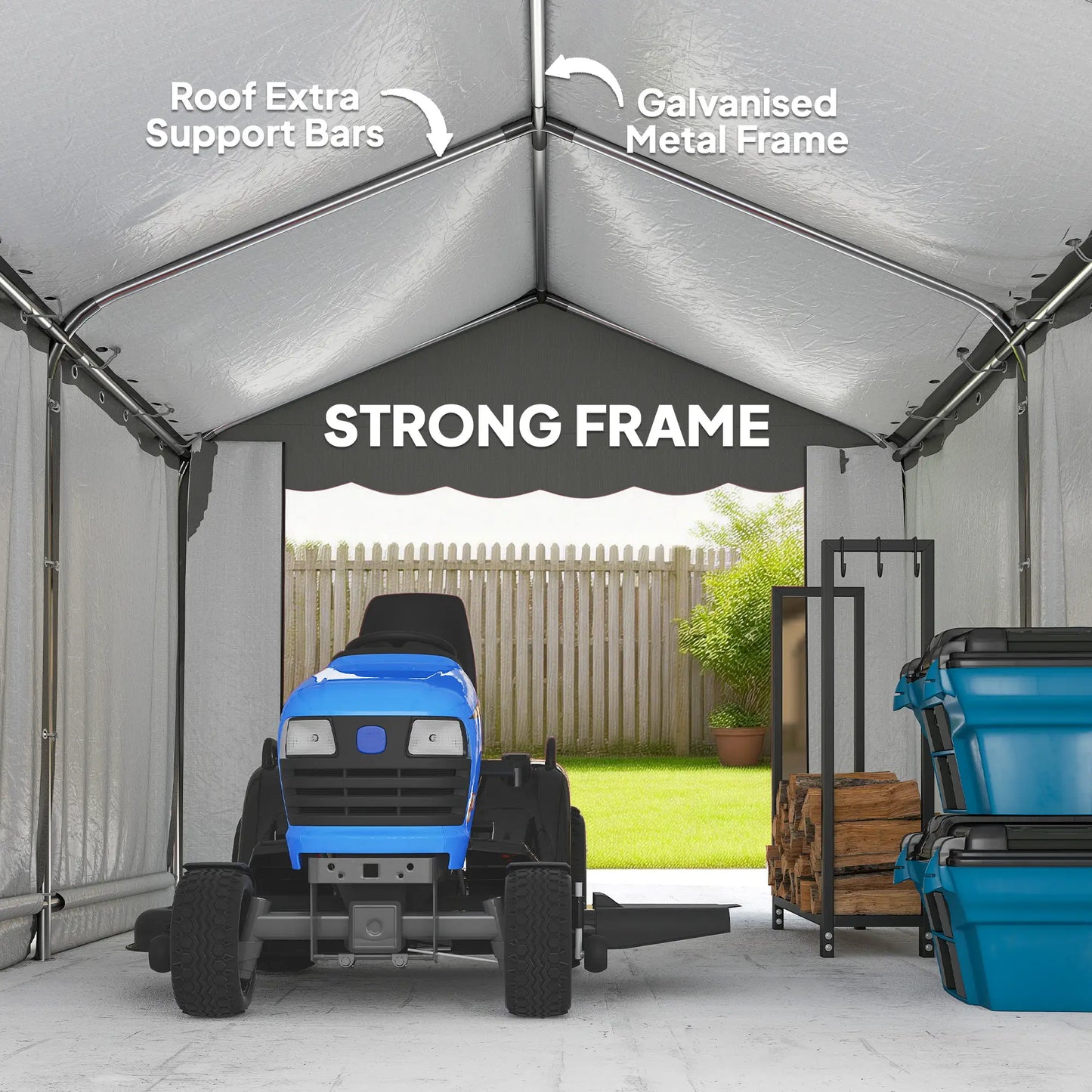 Portable Shed, 13' x 10', Roll-up Zipper Door, Removable Sidewalls, Light Grey Portable Shed at Gallery Canada