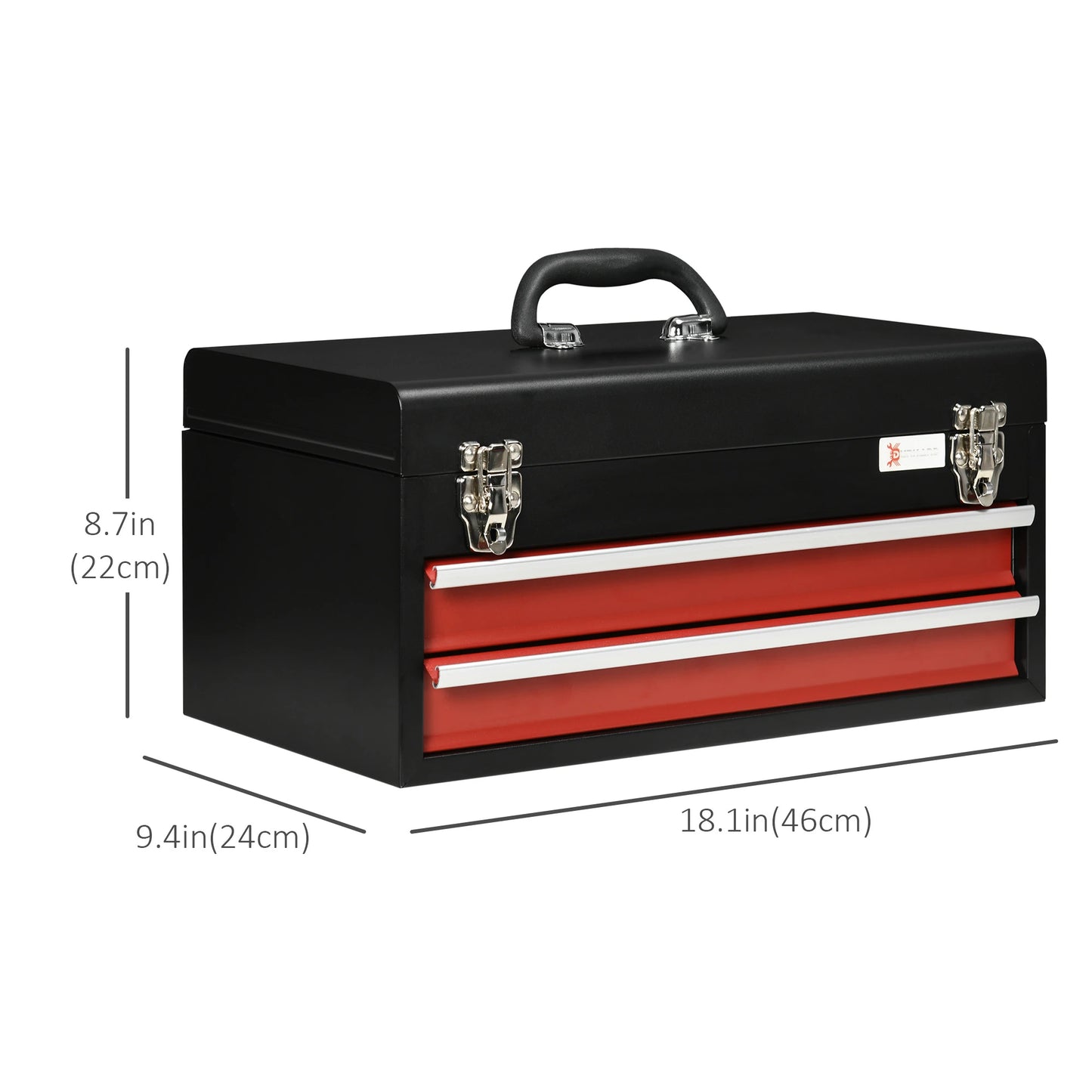 8.7" Portable Metal Tool Box, 2 Drawer Lockable Chest, Red Tool Organizers at Gallery Canada