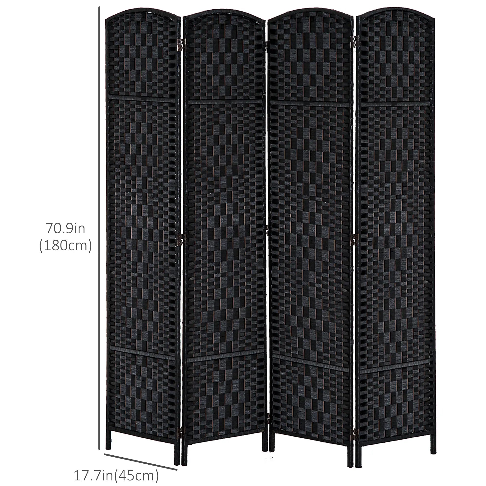 6ft Folding Room Divider, 4 Panel Wooden Frame, Black Room Dividers at Gallery Canada