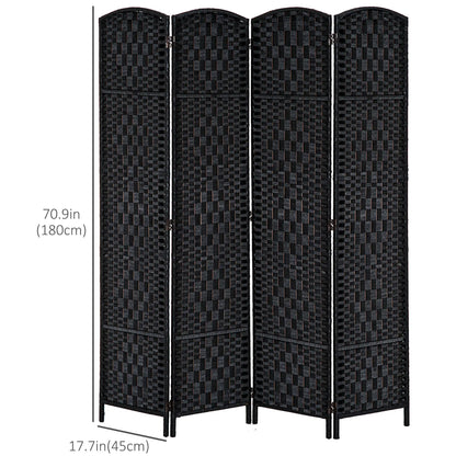 6ft Folding Room Divider, 4 Panel Wooden Frame, Black Room Dividers at Gallery Canada