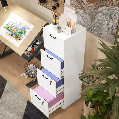 4 Drawer Filing Cabinet with Lock, Office Storage, A4 Letter Size, White Office Cabinets & Cupboards at Gallery Canada