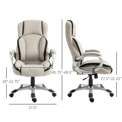 PU Leather Executive Office Chair, Height Adjustable Swivel, Black, Greige Executive & Manager Chairs at Gallery Canada