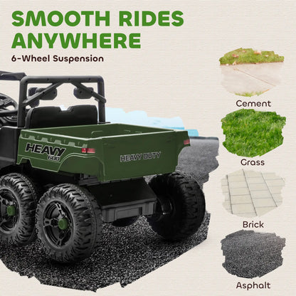 24V 4WD Kids Ride On Truck, 6 Wheels, 2 Seater, Remote, Dump Bed, Green Electric Toy Cars at Gallery Canada