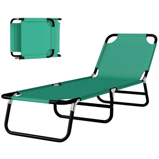 Outdoor Folding Lounge Chair, Reclining Back, Breathable Mesh, Green Lounger Chairs Dark Green at Gallery Canada