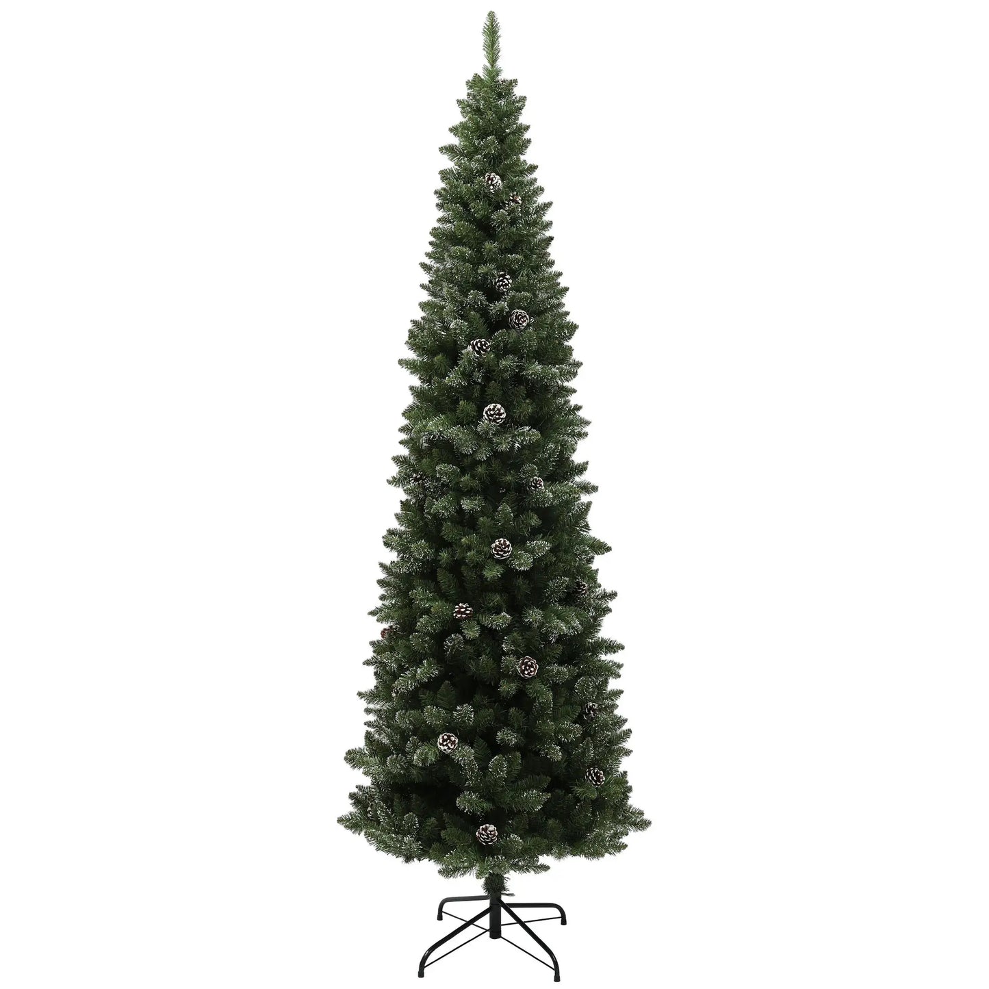 7ft Artificial Pencil Christmas Tree, 980 Branches, Pinecones, Metal Stand Pencil Christmas Trees Green at Gallery Canada